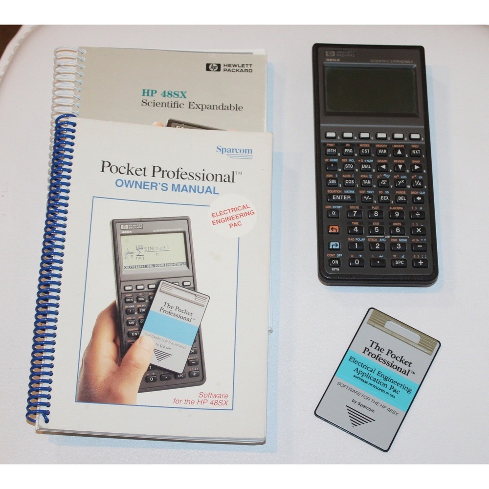 HP 48SX Scientific Expandable Calculator w/ Owner's Manuals & Electrical Eng PAC
